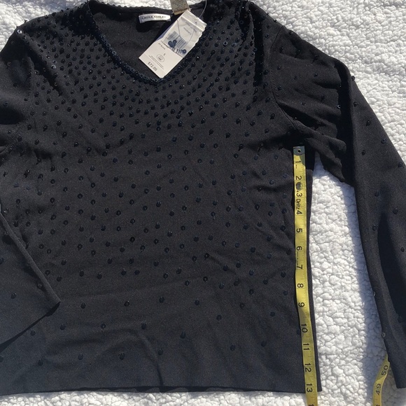Laura Ashley Vintage Top Size S Sparkle Black Sequins Holiday Pullover NWT - Picture 5 of 8